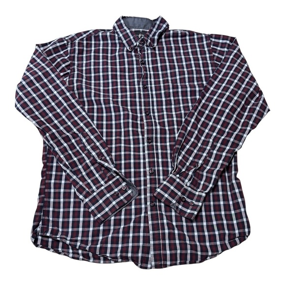 Beverly Hills Polo Club Other - Beverly Hills Polo Club Men's Checkered Shirt - Maroon and White